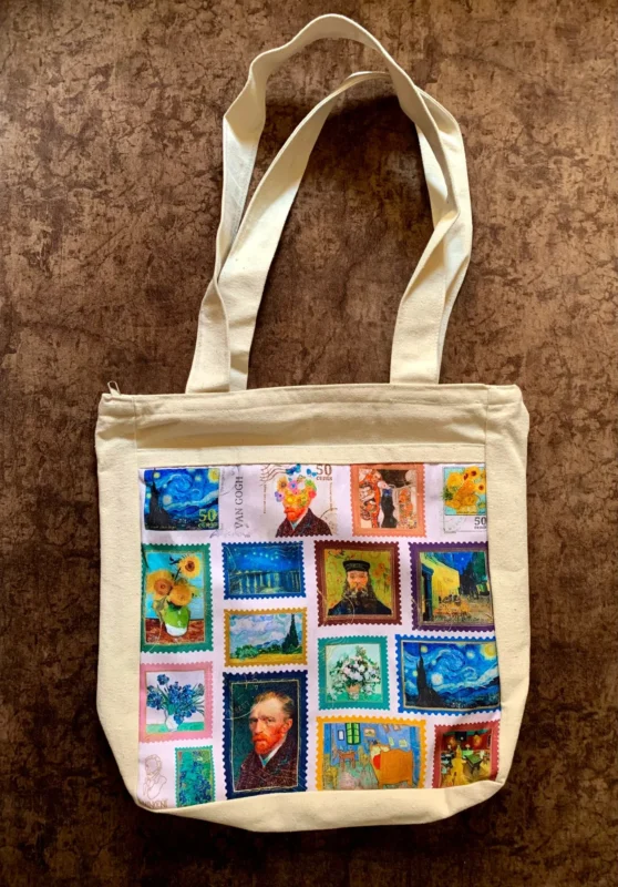 Van Gogh Masterpiece Stamp Collage Tote Bag