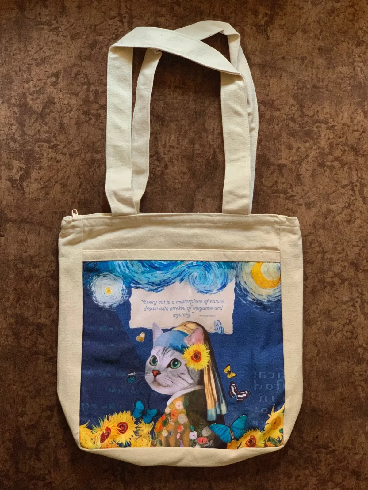 The Masterpiece Van Gogh & Vermeer Cat Art Tote Bag The Masterpiece Van Gogh & Vermeer Cat Art Tote Bag