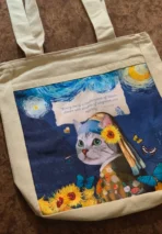 The Masterpiece Van Gogh & Vermeer Cat Art Tote Bag