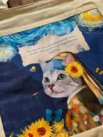 The Masterpiece Van Gogh & Vermeer Cat Art Tote Bag