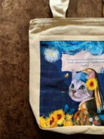 The Masterpiece Van Gogh & Vermeer Cat Art Tote Bag