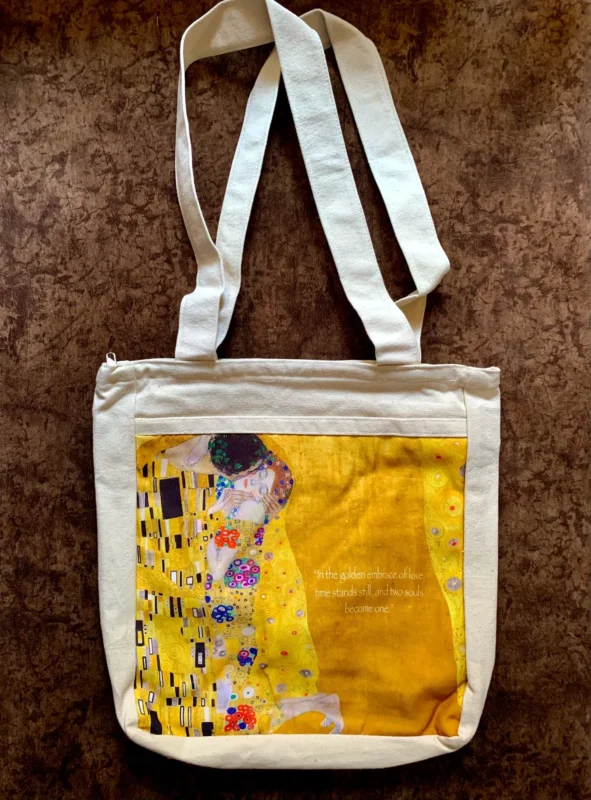 The Kiss by Klimt Golden Tote Bag